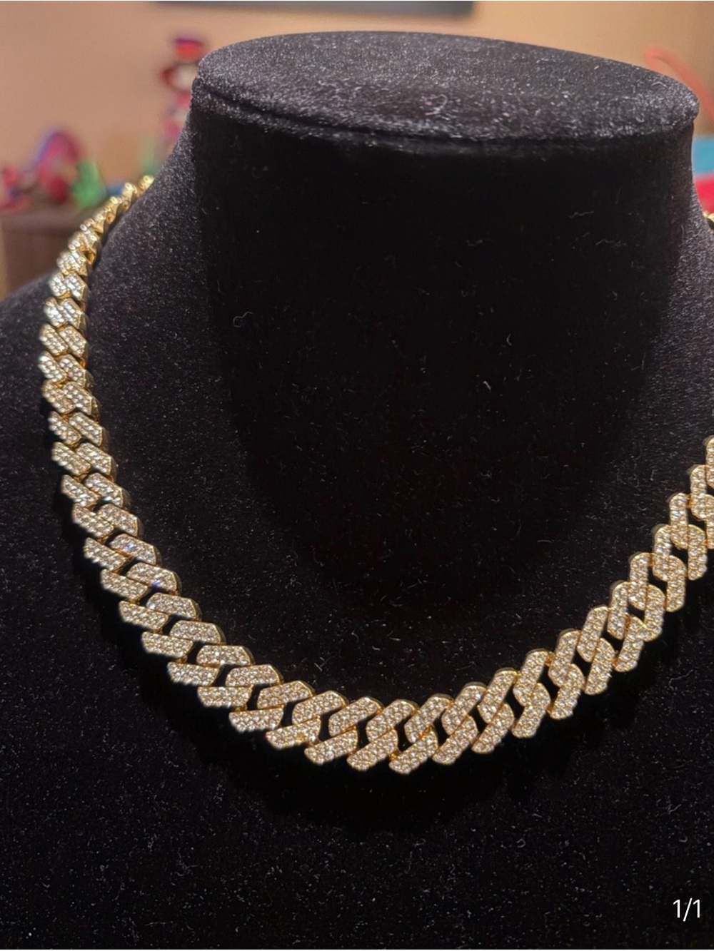 Pavé Gold Cuban Link Necklace - Sparkling Women's Necklace